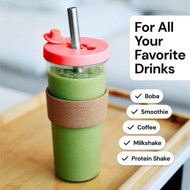 Dodoko Hot Pink Reusable Boba Tea Cup with Straw, 24 oz - Insulated BPA Free Shatterproof Tumbler for Iced Coffee, Smoothies, Cold Drinks - Dishwasher Safe, Includes Straw Cleaner - Image 5
